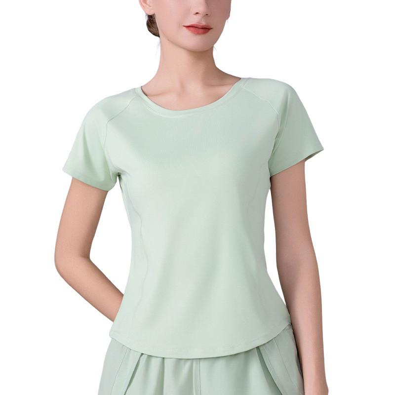 Women s Spring/Summer 2025 Yoga Top: Slimming Waist, Round Neck, Breathable, Quick-Dry, Short Sleeve XXL