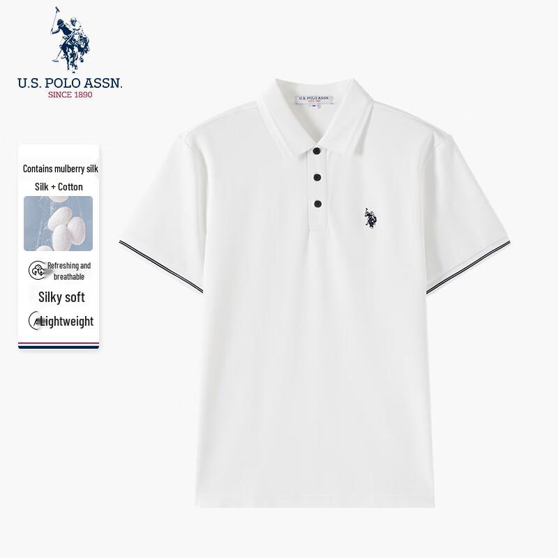 

нас. POLO ASSN. Чоловіча сорочка-поло з суміші шовку мулбері, що освіжає M