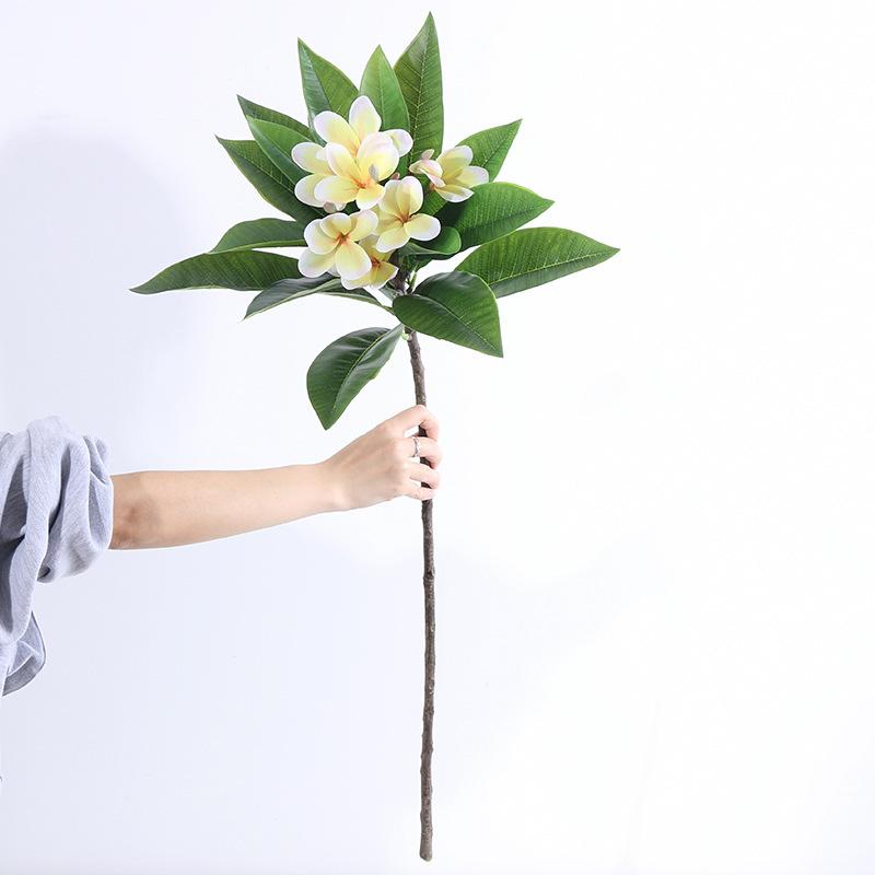 Artificial Frangipani Flower with Long Stems Lifelike Real Touch Artificial Plumeria Flower for Home Party Wedding Bouquet Decor