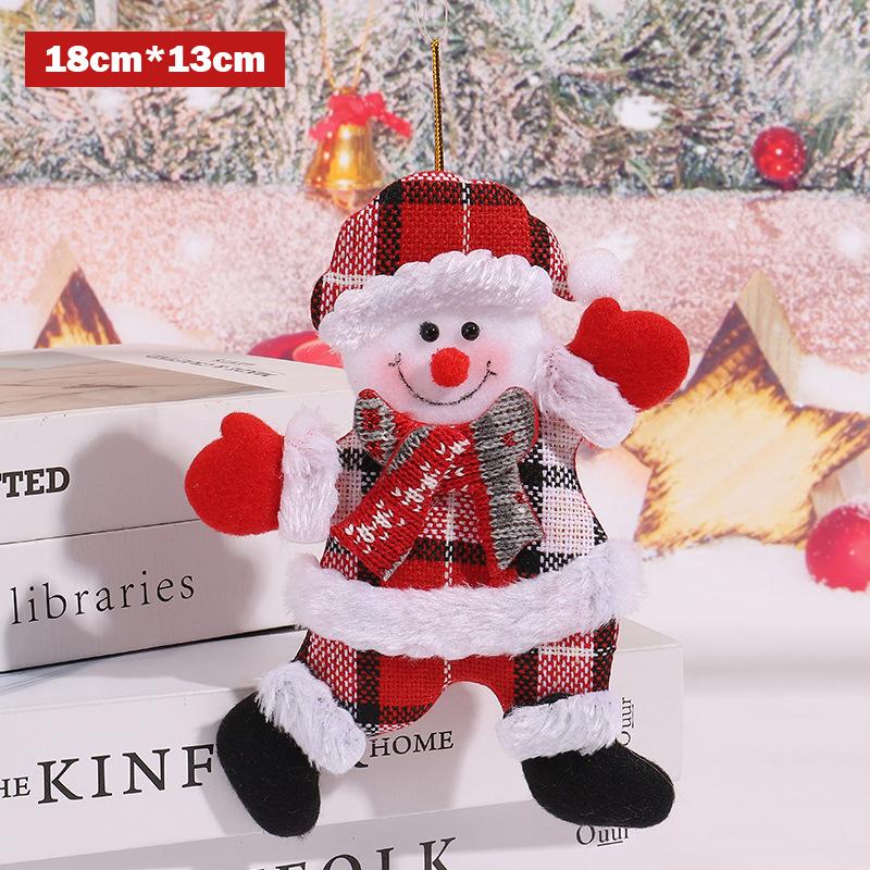 18cm×13cm Christmas Decorative Pendant Christmas Little Doll Santa Claus Snowman Deer Bear Fabric Doll Small Pendant Gift