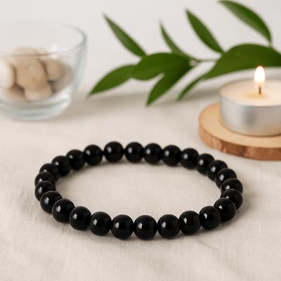 Black Agate Stretch Bracelet 8mm Beads