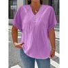 V Neck Casual Simple Summer Blouse Large Size Short Sleeve Fashion Elegant Buttons Shirts Ladies Solid Color Office Tops Elegant Sweet Clothing