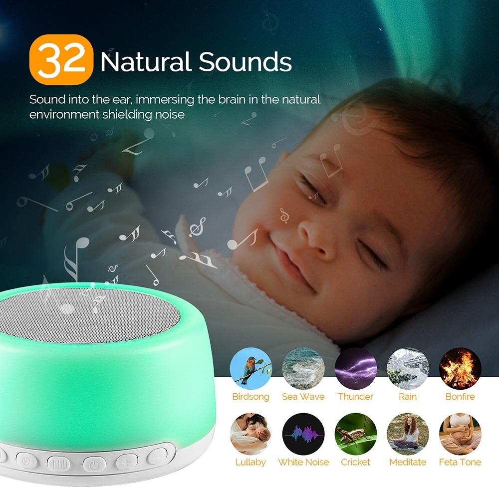 32 Suoni Naturali Macchina del Rumore Bianco Per Dormire Luce Notturna Colorata Macchina Sonora per il Sonno del Bambino Ausilio per il Sonno del Bambino Macchina del Rumore