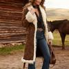 Palton Lung Cald cu Căptușeală din Lână Stil Western Cowboy Vintage, Îmbrăcăminte Exterioară Termică Modă de Iarnă pentru Femei, Europa și America