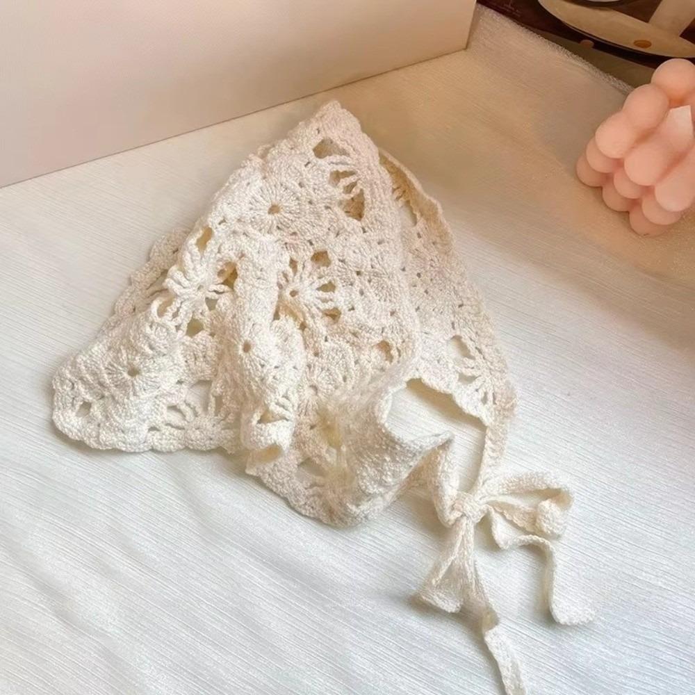 Pastoral Style Triangle Turban French Hollow Out Hair Band Retro Women Hair Scarf  Summer