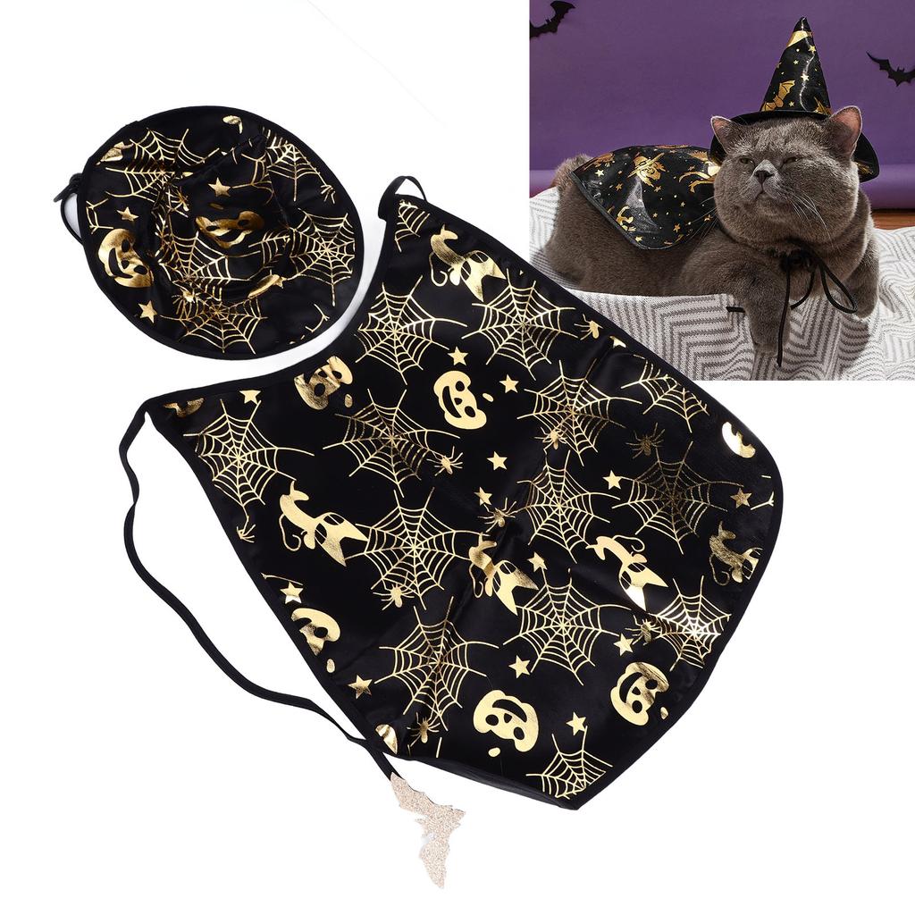 Pet Pumpkin Cape Set Halloween Pet Pumpkin Cape Set Spiderweb Pattern Adjustable Mysterious Pet Costume Set for Pet Gatherings