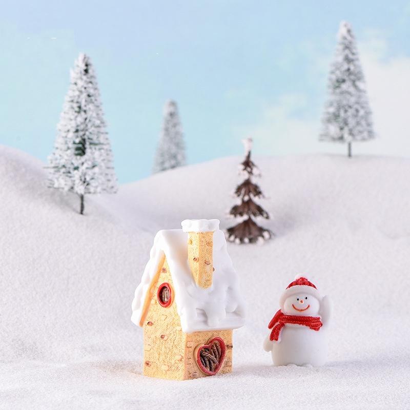 Mini Christmas House Snow View House Fairy Garden Home Houses Decoration Mini Craft Micro Landscaping Christmas Decor