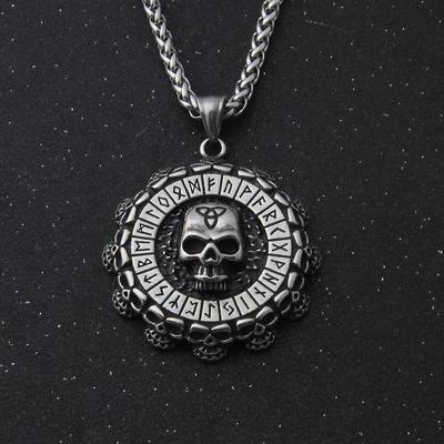 2025 Stainless Steel Viking Divination Alphabet Charm Necklaces Silver Color Wolf Paw Long Necklaces Jewelry Collier Fashion Accessories Creative Gift