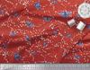 Soimoi Red Japan Crepe Satin Fabric Dot & Butterfly Print Fabric by the metre 42 Inch