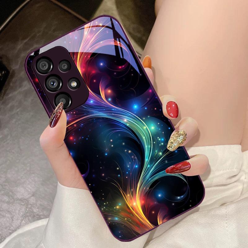 Brilliant Starry Sky For Samsung Galaxy S10 4G S20 11E 30 S21 21Fe 22 S24 Pro S23 Ultra 5G S8 S9 Tempered Glass Phone Case