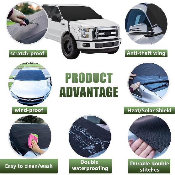 1 PC Car Front and Rear Windshield Snow Shield, Thickened Car Oxford Cloth Snow and Sunshade All-in-one Cover, Waterproof and Durable Windshield
