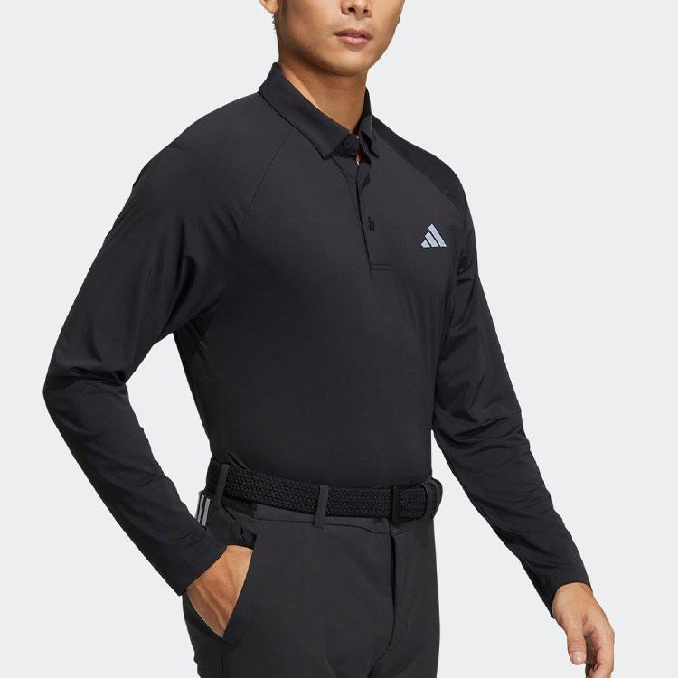 Adidas Quick-Dry Golf Long Sleeve Polo Shirt Men tops Black HT0061