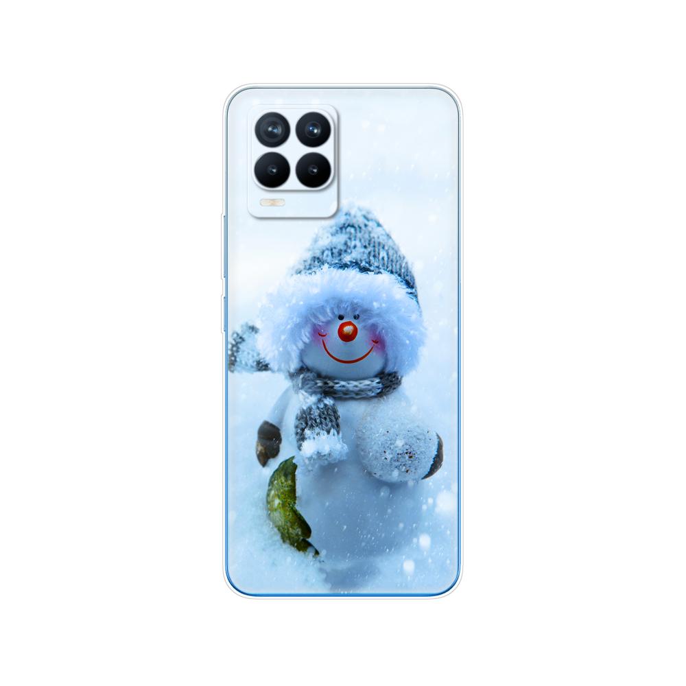 Für Realme 8 Hülle 6,4 Zoll Rückseitige Telefonabdeckung Für Realme 8 Pro OPPO Realme8 4G RMX3085 Stoßstange Winter Weihnachten Schnee Baum Neujahr