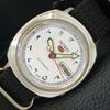 5 AUTOMATIC JAPAN MENS 6619A VINTAGE ARABIC WHITE DIAL WATCH A702443-5 R124-a702443