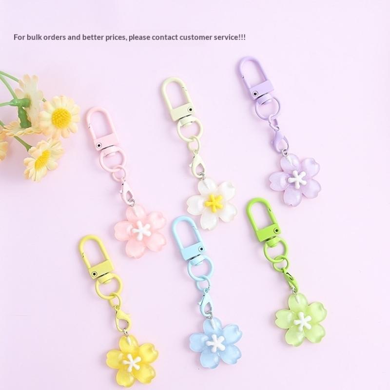 Aesthetic Korean Jelly Flower Keychain Cute Decorative Key Ring for Handbag Backpack Car Key Girls Birthday Party Gift