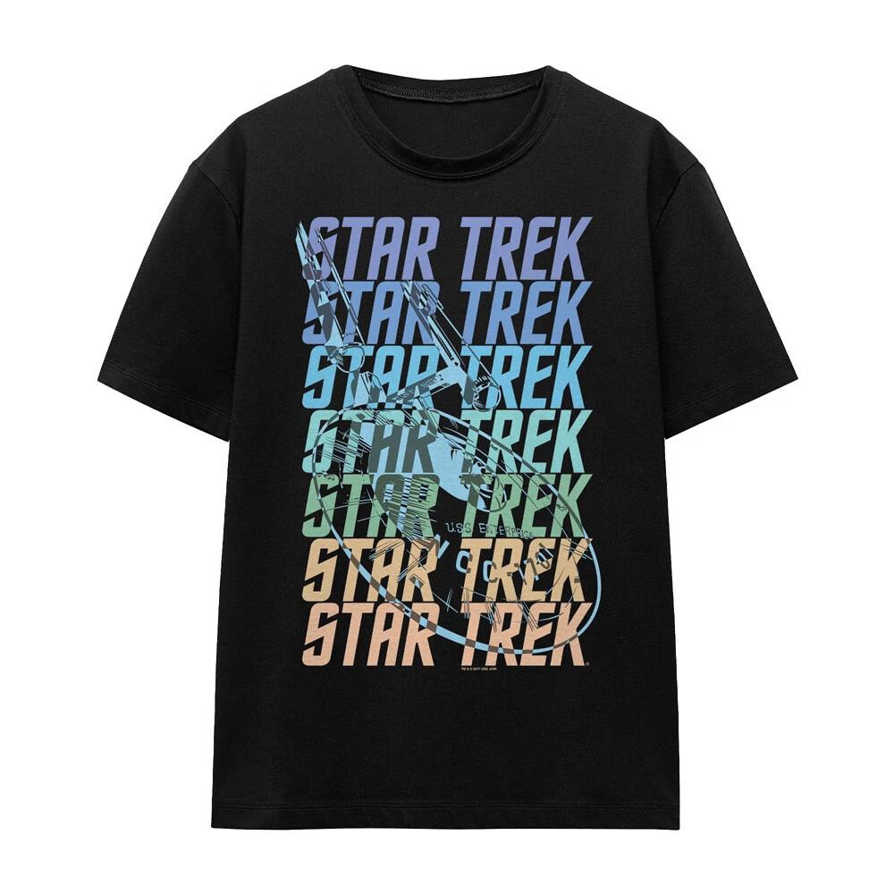 Star Trek Multi Logo Enterprise Ladies T-Shirt S-2XL, Black 3XL