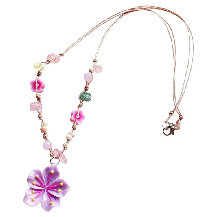 Adorable Flower Pendant Necklace Colorful Plastic Resin Beads Neckchain Fun And Feminine Fashion Accessory