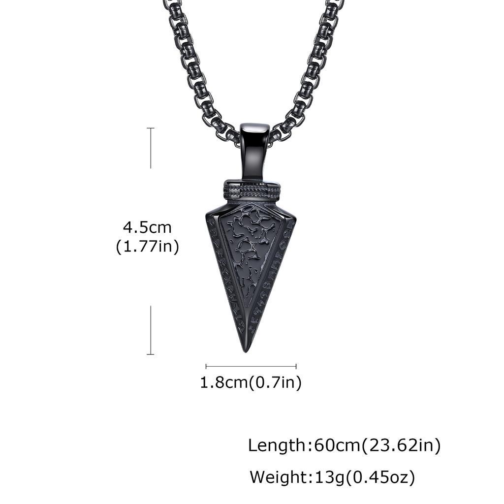 Vintage Viking Spearhead Necklace Stainless Steel Triangular Arrow Pendant Talisman Jewelry Gift for Men