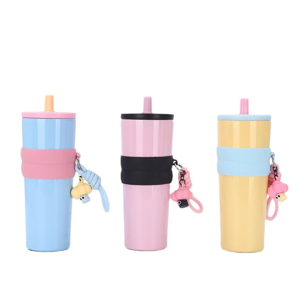 New Handy Rope Handy Ice Bula Cup Steel Double-layer Vacuum Insulated Cup High Appearance Horizontal Straw Cup