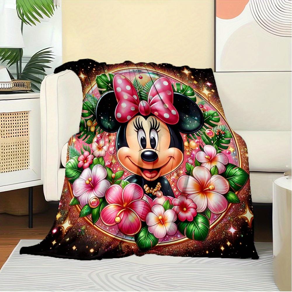 1pc Velvet Bedding Throw Blanket - Minnie Mouse Floral Design - Perfect for Sofa Cover, Home Decor Gift Idea, Cozy Warmth All Year Round