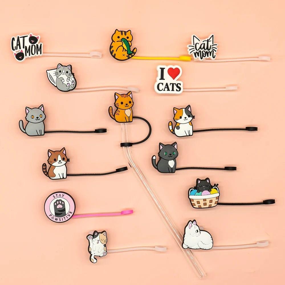 8/10mm Straw Topper Dustproof Straw Tips Cat Series Straw Cover Cap Airtight