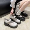 Small leather shoes women's 2025 new summer butterfly black jk single shoes platform heightening high heel shorty Le Mary Jane shoes