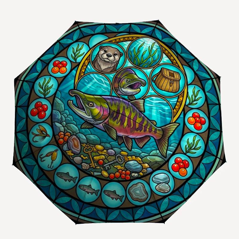 Festival Symbols pattern umbrella, portable and foldable design, 8 ribs, a casual accessory for Halloween, Christmas, and birthday gifts.
