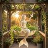 Vintage Style Hanging Basin Fairy Ballet Dancer Mermaid Planter, Resin Decorative Flower Pot with Metal Chain, Weather Resistant Plant Hanger Outdoor