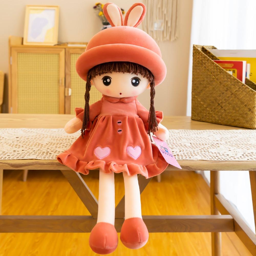 Cozy Cuddle Soft Plush Baby Doll Girl with Hat Skirt Plush Baby Doll Cute Sweetheart Rag Doll Gift