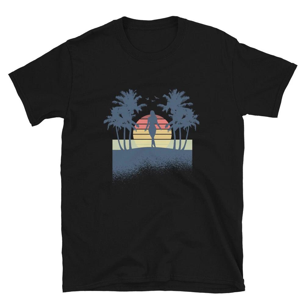 Sexy Lady Sunset Vacation Time Cool Graphic T-Shirt 3XL
