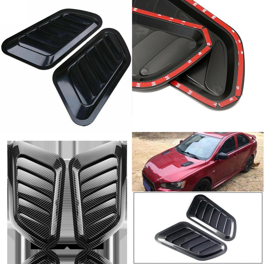 Car Hood Vent Cover Decoration Sticker Abs Material Black/silver/carbon Fiber Universal Fit