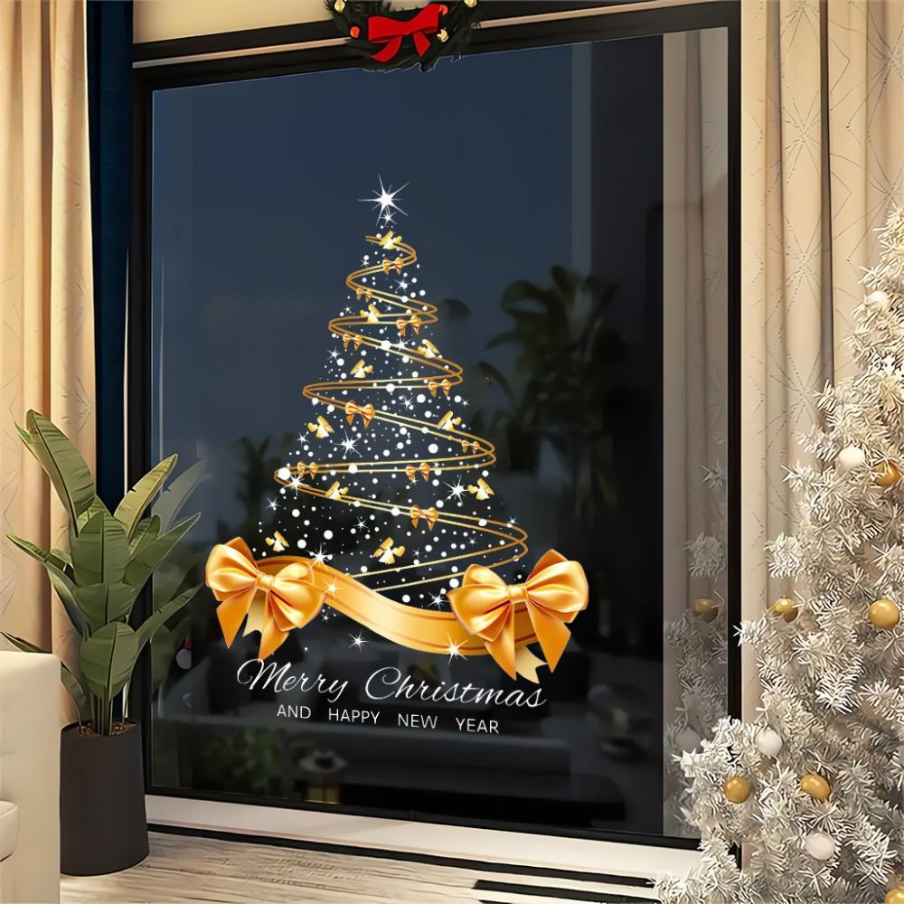 Double-Sided Printed Christmas Tree Electrostatic Stickers Christmas Tree Window Decal Store