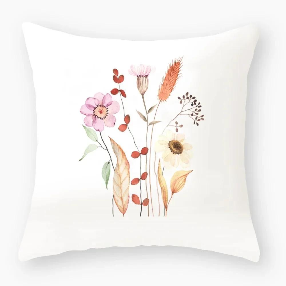 Fashionable Luxury Home Decor Office Seat Cushion Cover Owl Floral Plant Pattern Printed Throw Pillow Cover