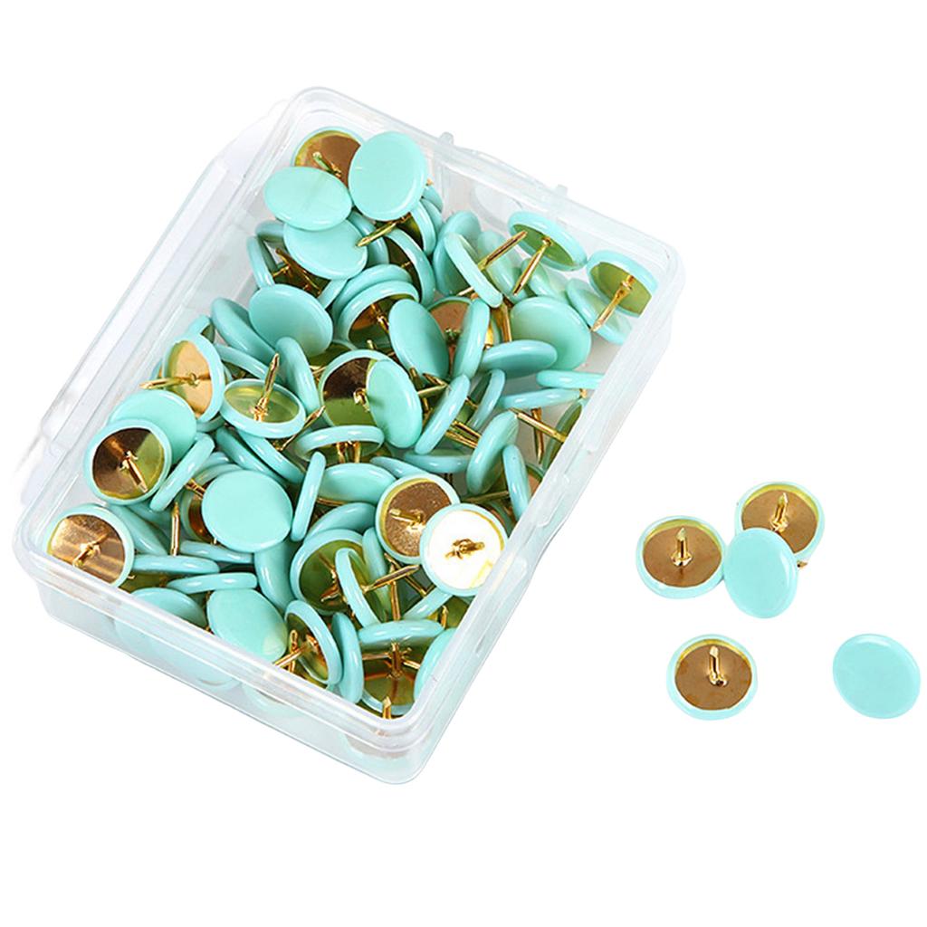 100pcs Colored Flat Thumb Tacks Roundness Plastic and Metal Flat Thumb Tacks for Office School & Personal Use