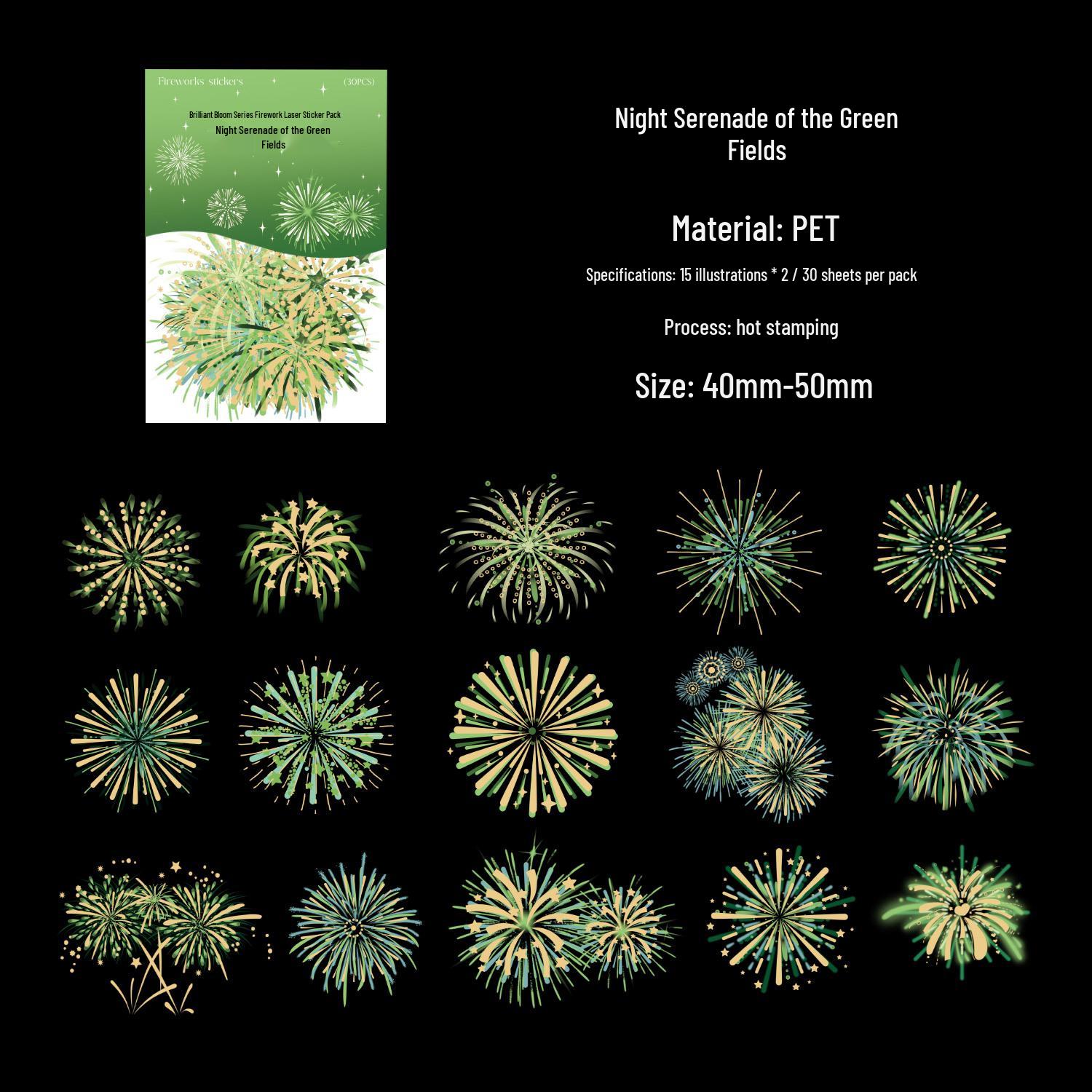 Zaomo Blooming Series Romantic Fireworks PET Sticker Pack - 30 Sheets for Journal Decoration
