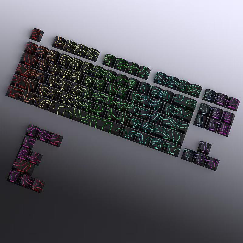 Keycaps 4.0 Version Shine Through 97 Key Pbt Profile Side Print Backlit For Mx Gamer Mechanical Keyboard