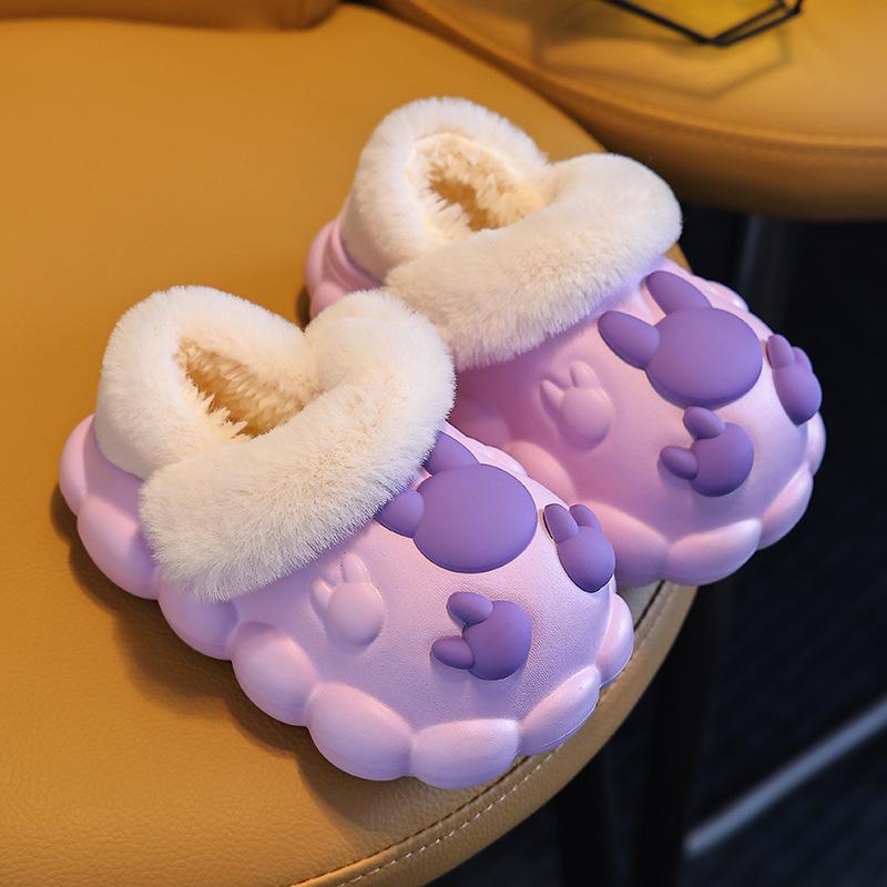 Cozy Winter Marshmallow Kids' Cotton Slippers - Non-Slip Plush with Removable Cover