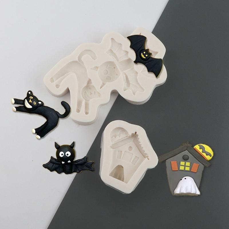 Cartoon Halloween Fondant Chocolate Mold Cake Decorating Tools Skull Bat Tombstone Baking Silicone Mold Easy to Clean