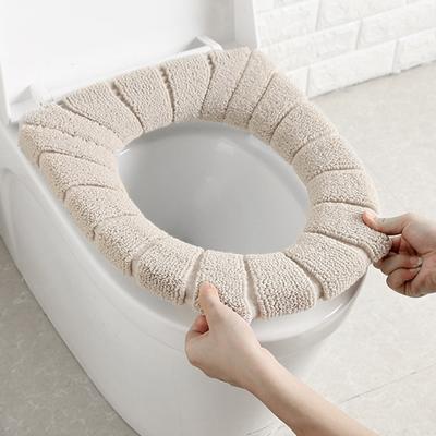 Toilet Seat Cushion Winter Velvet Warm Seat Cover Washable Universal Toilet Seat Mat Bathroom Seat Case Toilet Lid Accessories