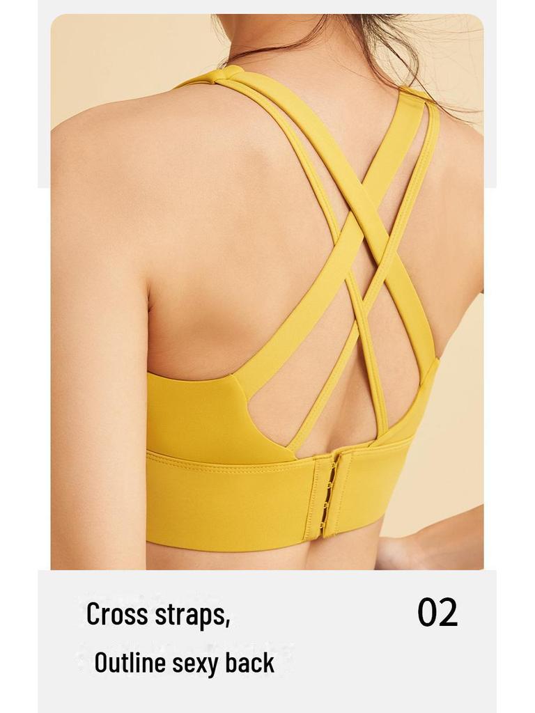 Soutien-gorge de sport antichoc haute élasticité avec coussinets amovibles et boucle pour femmes