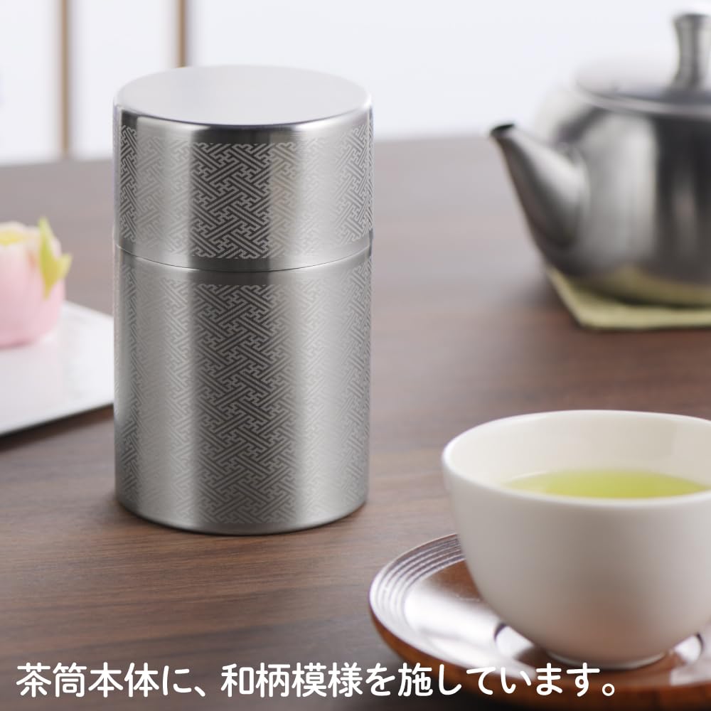 Yoshikawa Stainless Steel Tea Caddy Large 400ml with Teaspoon in Wooden Box Made in Japan Tsubame Sanjo Gogi 2612419 YJ3616