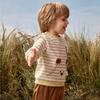 Paw in Paw Boys' Cartoon Bear Striped Crewneck Sweatshirt