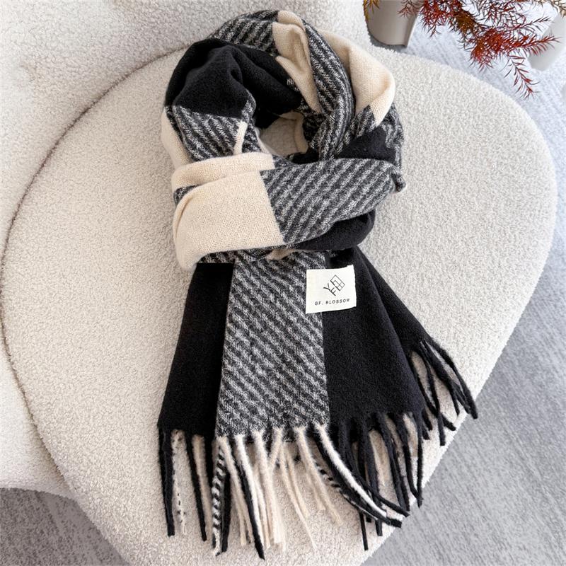 Winter Thick Warm Scarf Women Cashmere Shawl and Wraps Pashmina Plaid Neckerchief Bufanda Female Tassel Echarpe Poncho Stoles