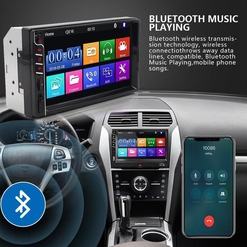 2Din Car Player 7 Inch HD Touch Screen MP5 Multimedia Player Digital Radio FM Bluetooth Auto Player Support Mirrorlink Rear View AUX USB SD