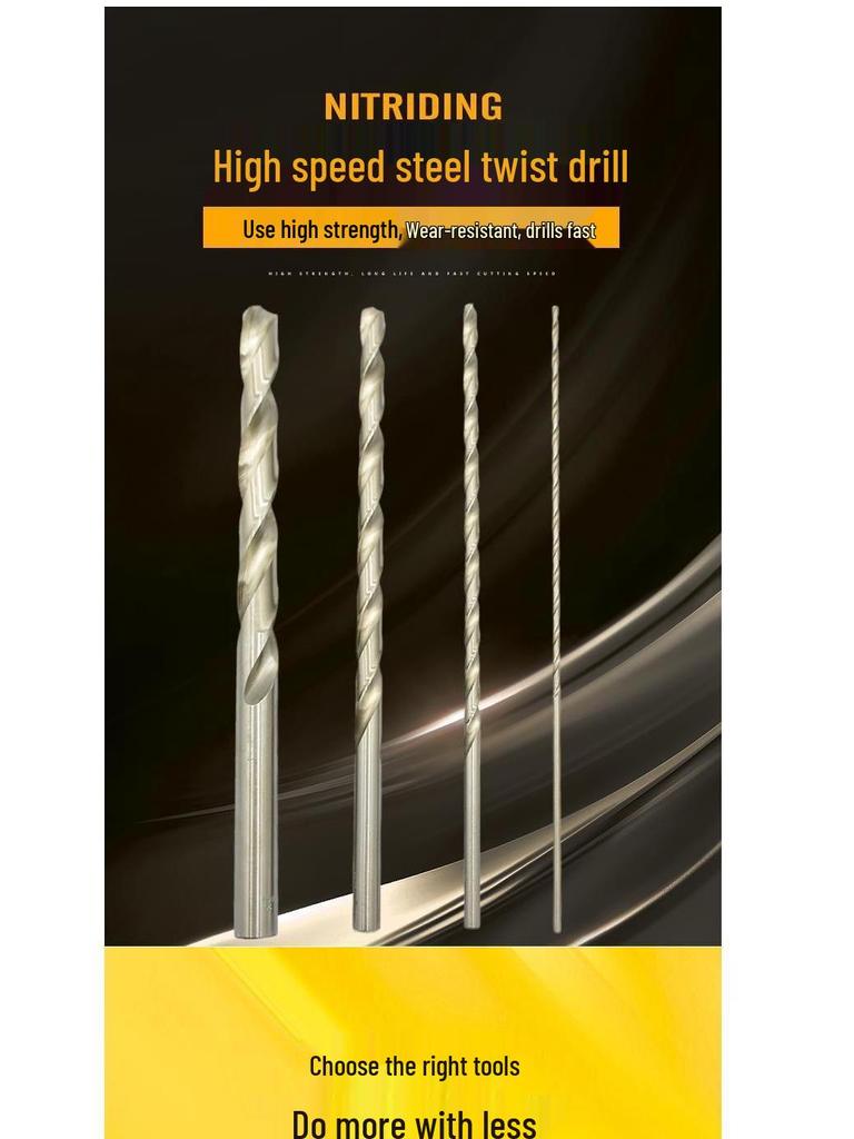 Extra Long 5060 Cm Twist Drill Bit, 500mm High-Speed Steel, Straight Shank for Deep Hole Drilling In Stainless Steel, Wood, 468 Industrial Series.