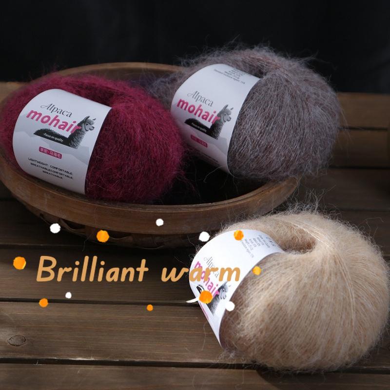 25g/roll Mohair Dyed Fine Wool DIY Crochet Yarn Hand Woven Yarn Dyed Wool Yarn Baby Sweater Hat Scarf Soft Skin Friendly