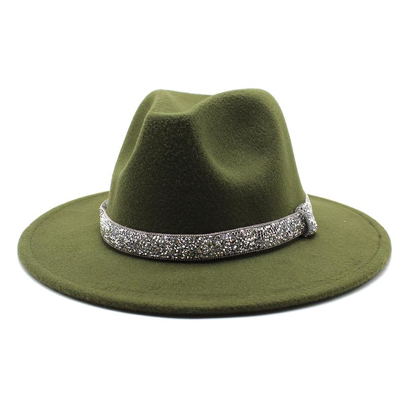 2021 Autumn Men'S And Women'S Woolen Hats, Solid Color Jazz Top Hats, Crystal Diamond Gift Hats