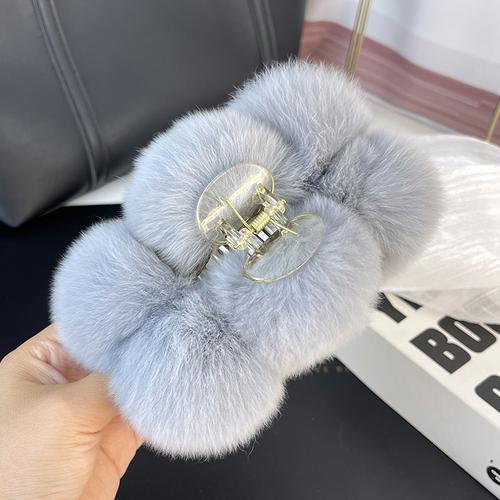 Rex Rabbit Fur Ball Large Hairpin Head Online Celebrity Cute Plush Catch Clip Hair Accessories Autumn and Winter Korean Hair Catch Headdress.