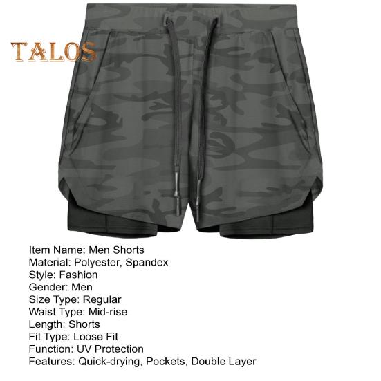 Herren-Shorts, einfarbiges Design, elastischer Bund, Kordelzug, lässige Shorts, doppellagig, schnelltrocknend, atmungsaktiv