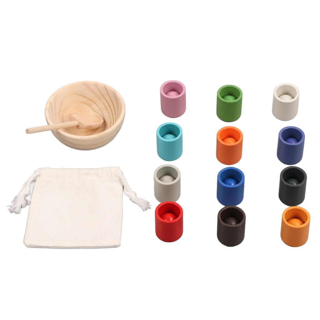 Balls Cups Color Sorting Toy Fine Motor Training Color Sorting Early Educational Wooden Sorter Game